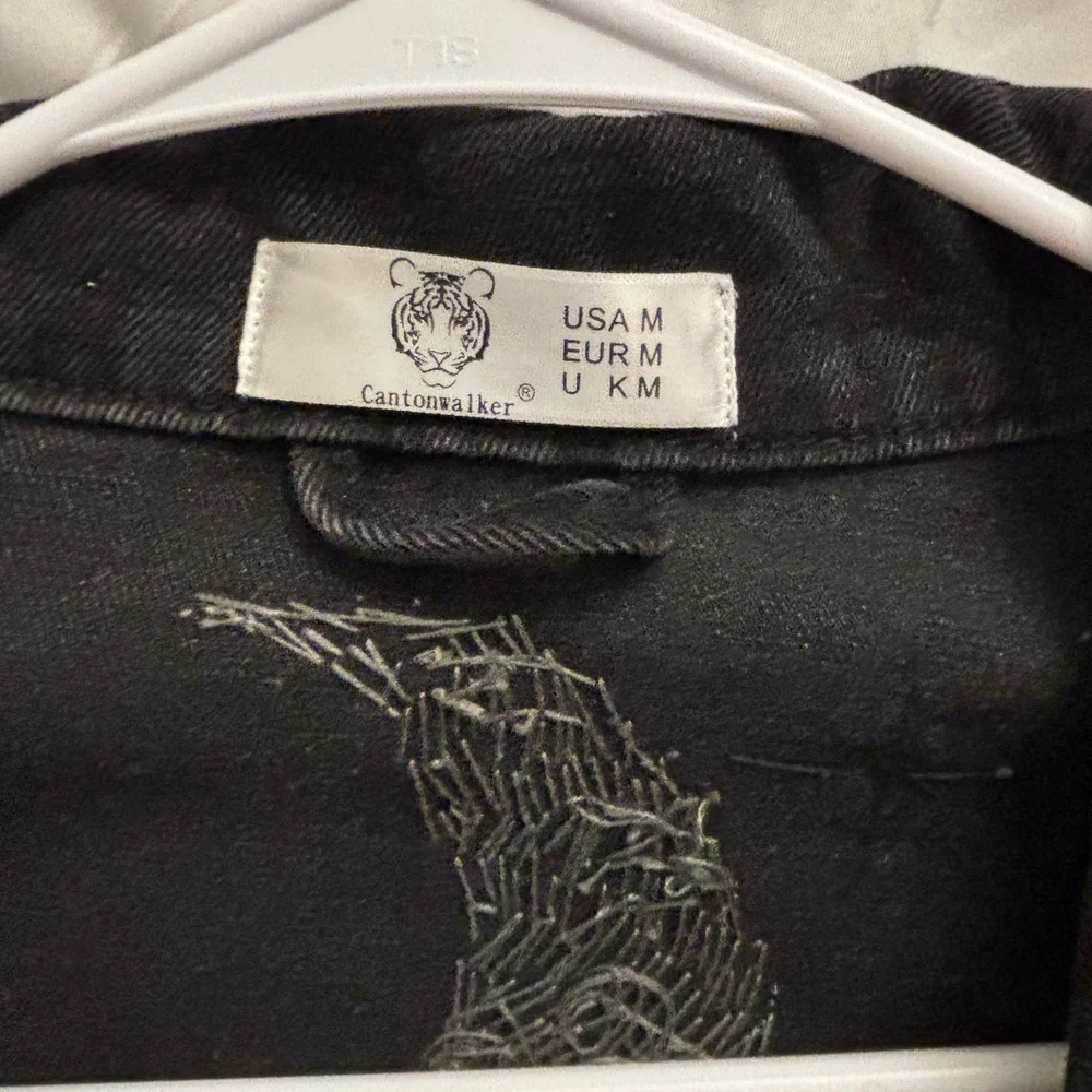 Black Denim Jacket with Silver Moon and Stars - Picture 8 of 8